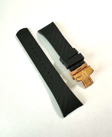 Bulova CURV 98A185, 98A162, 98A161 Black Rubber Band Strap - WATCHBAND EXPERT