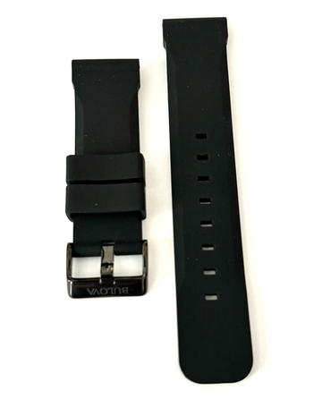 Bulova 98B308 24mm Black Rubber Band Strap with Black Buckle - WATCHBAND EXPERT