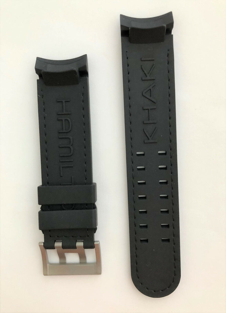 Hamilton Khaki Frogman H600777100 22mm Black Rubber Strap - WATCHBAND EXPERT