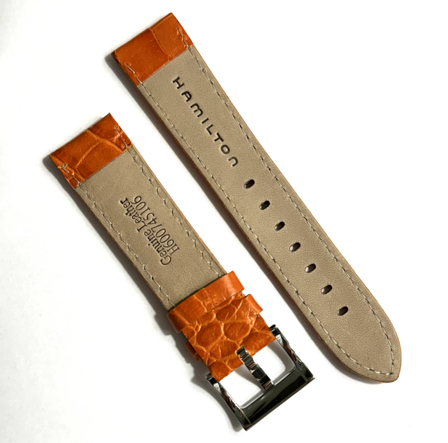 Hamilton Khaki 20mm Orange Leather Band Strap For 20mm Lugs - WATCHBAND EXPERT