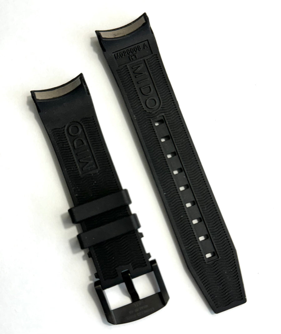 MIDO Ocean Star For Case-Back # M026608A Black Rubber Band Strap - WATCHBAND EXPERT