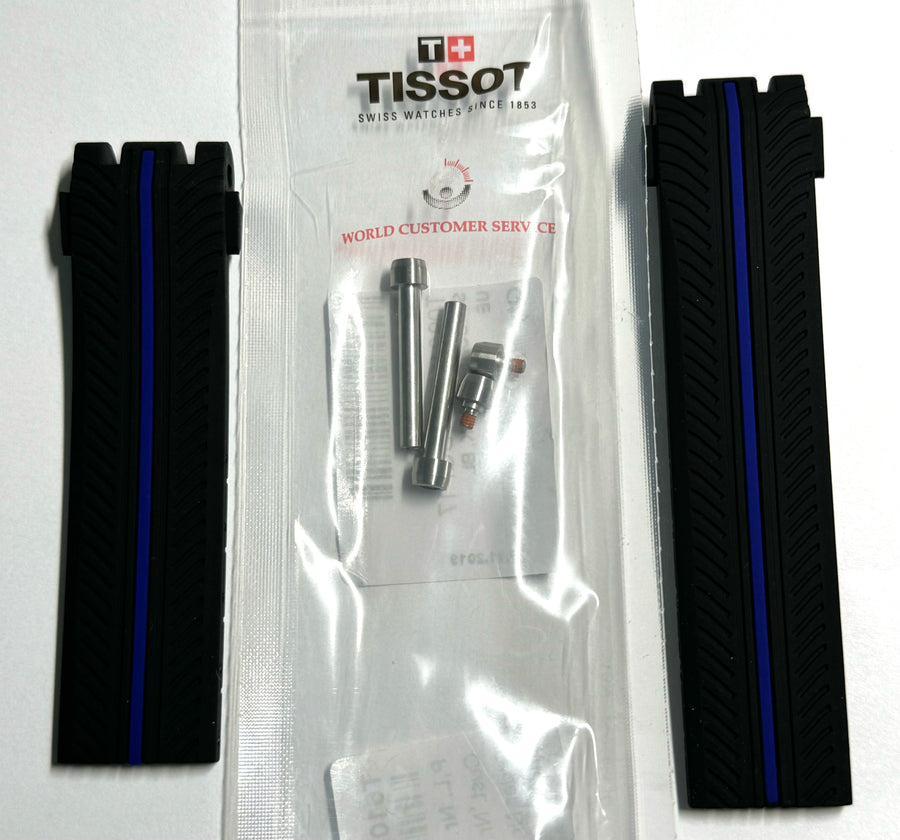 Tissot T-Race T092417A Black / Blue Rubber Band Strap - WATCHBAND EXPERT