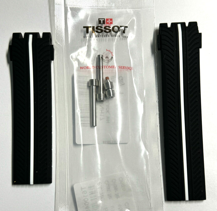 Tissot T-Race T092417A Black / White Rubber Band Strap - WATCHBAND EXPERT