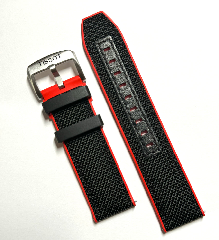 Tissot Super Sport 22mm Black / Red Rubber Band Strap - WATCHBAND EXPERT