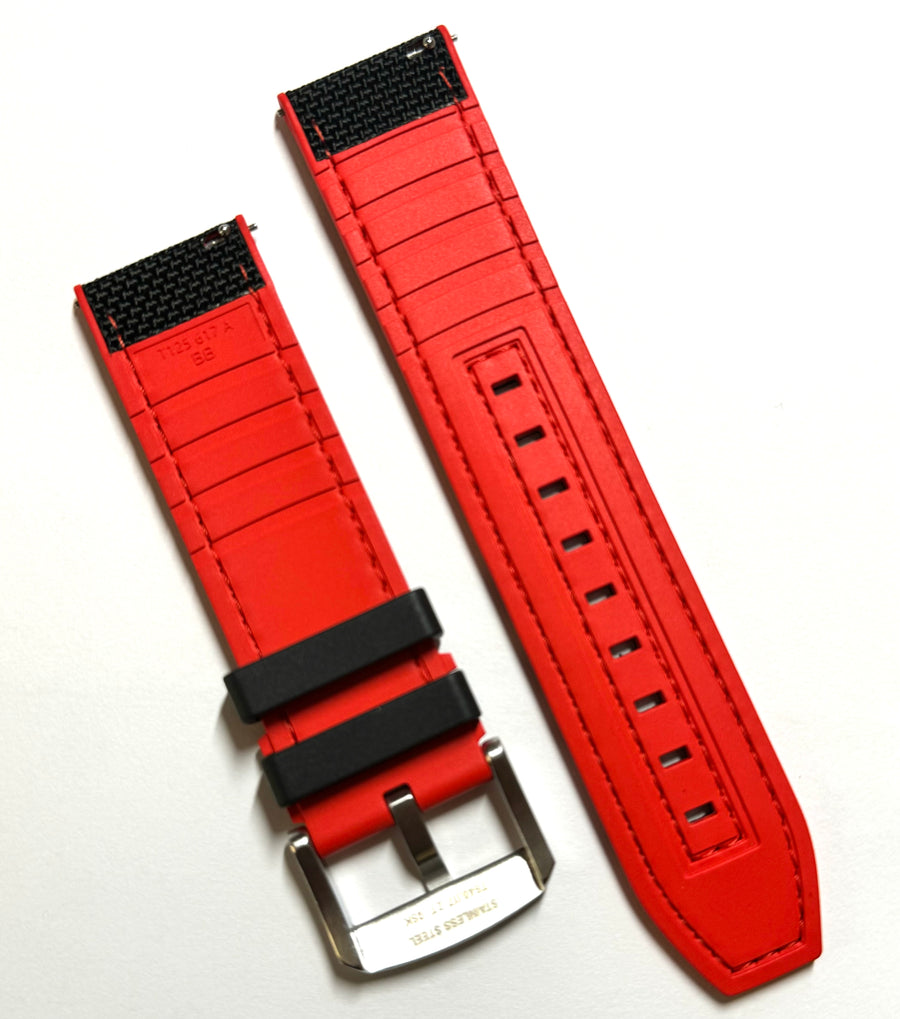 Tissot Super Sport 22mm Black / Red Rubber Band Strap - WATCHBAND EXPERT