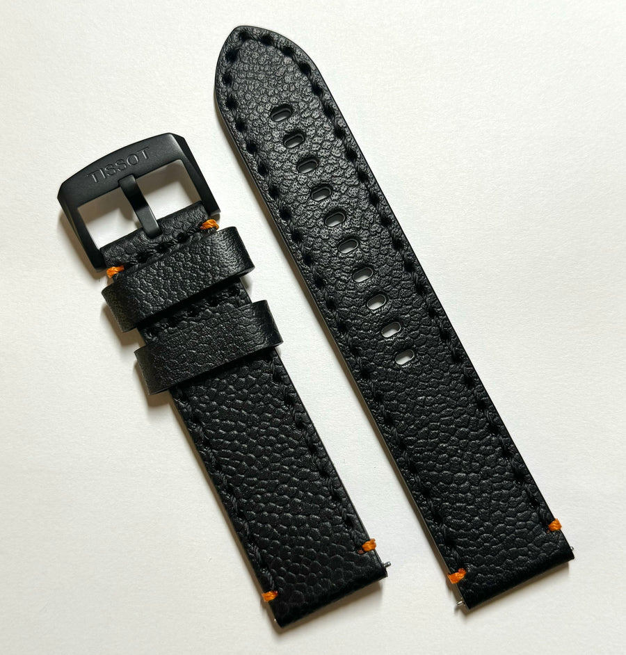 Tissot Super Sport 22mm Black / Orange Leather Band Strap - WATCHBAND EXPERT