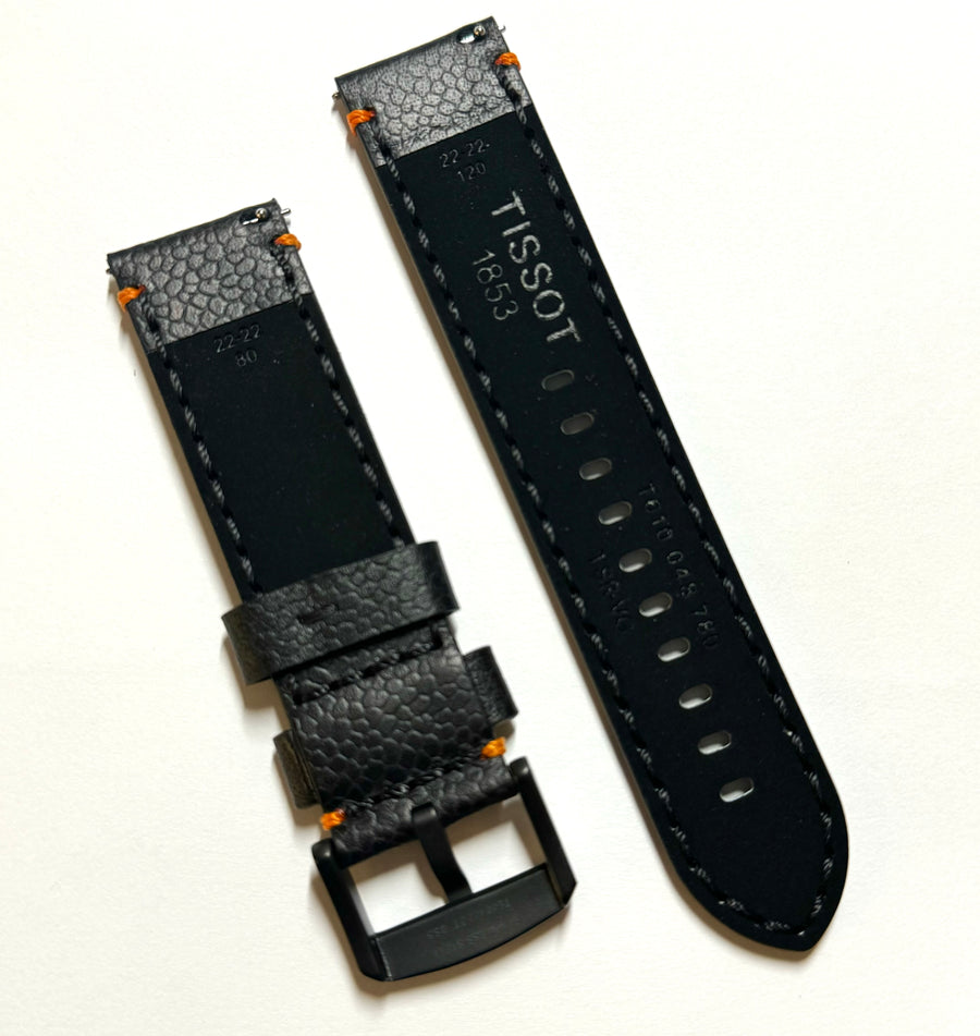 Tissot Super Sport 22mm Black / Orange Leather Band Strap - WATCHBAND EXPERT