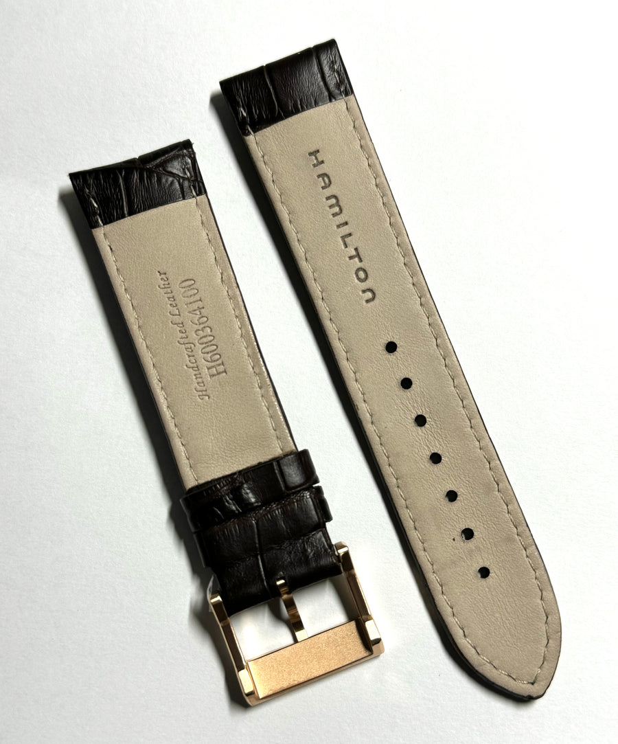 Hamilton Jazzmaster 22mm Brown Leather Band with Rose Gold Buckle - WATCHBAND EXPERT