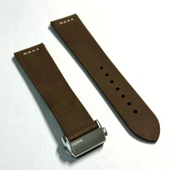 RADO Captain Cook 21mm Brown Leather Watch Band with Silver Clasp - WATCHBAND EXPERT