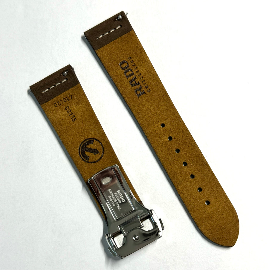 RADO Captain Cook 21mm Brown Leather Watch Band with Silver Clasp - WATCHBAND EXPERT