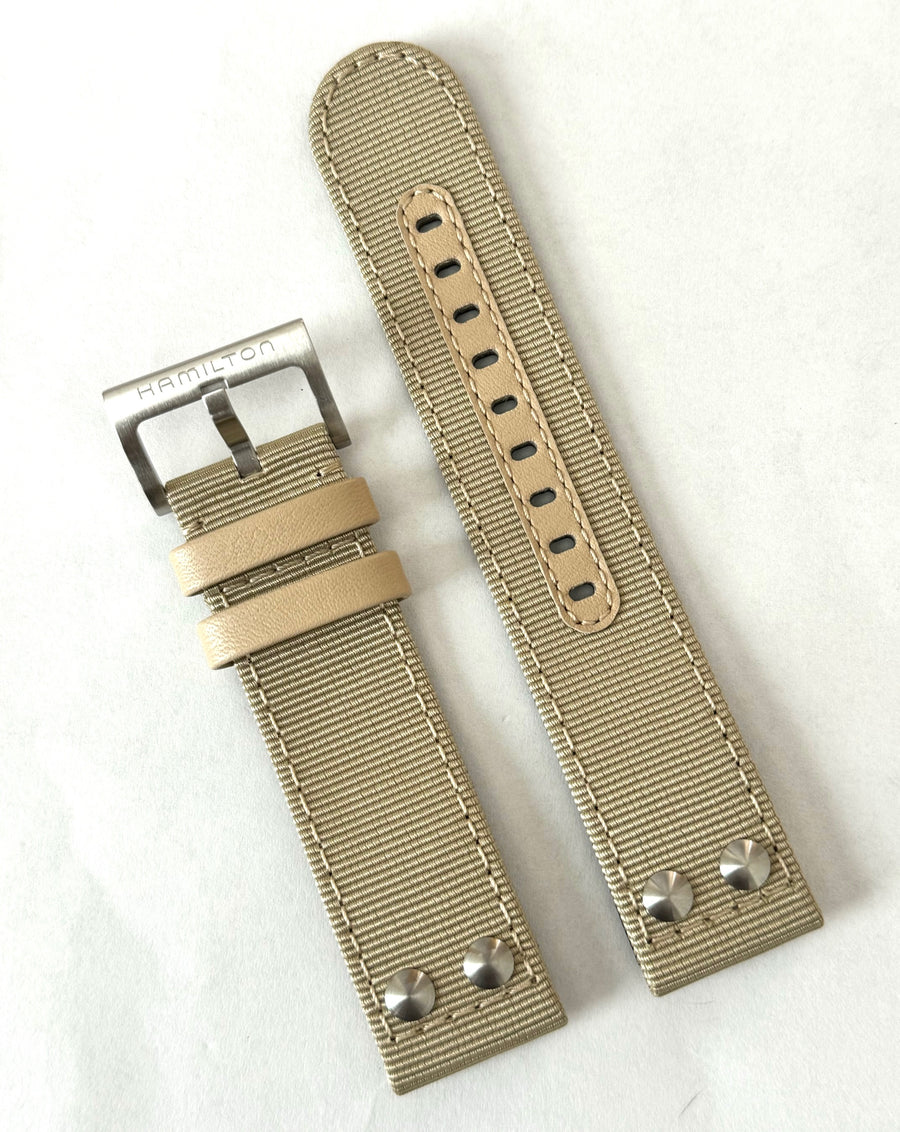 Hamilton Khaki 22mm Beige Canvas Watch Band Strap - WATCHBAND EXPERT