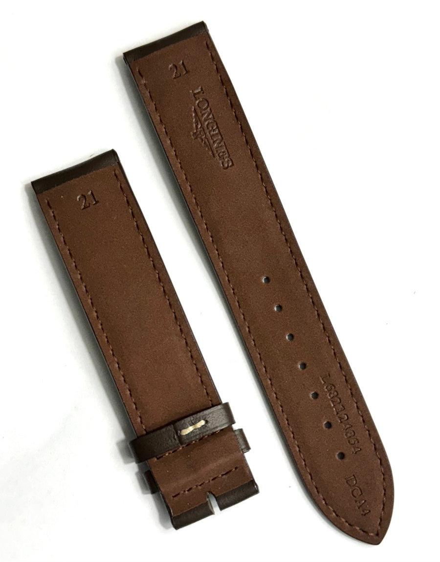 Longines 21mm (Longer 85mm x 125mm) Brown Leather Band Strap