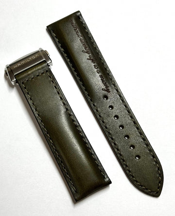 Hamilton 22mm Green Leather Strap Watch Band