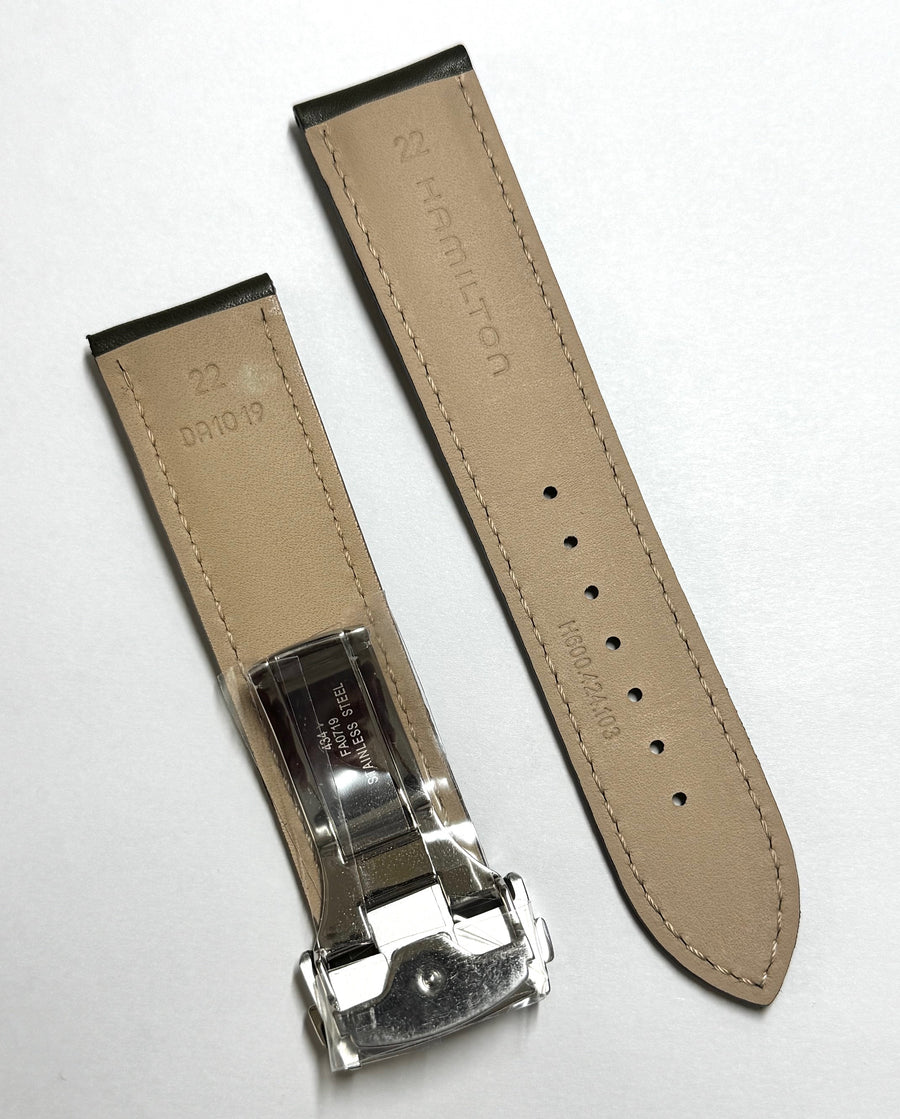 Hamilton 22mm Green Leather Strap Watch Band