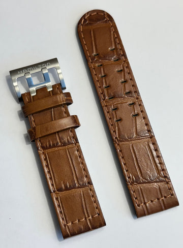 Hamilton 22mm Brown Leather Watch Band Strap