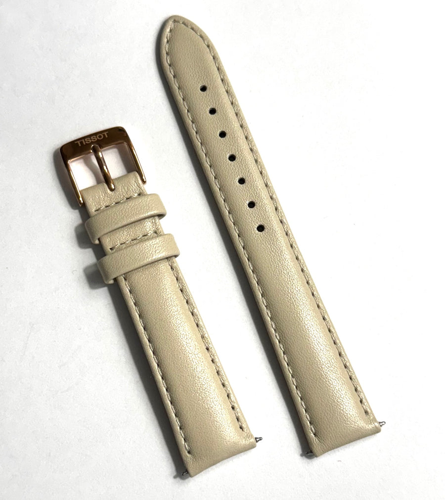 Tissot Bella Ora 16mm Cream Beige Leather Strap Watch Band