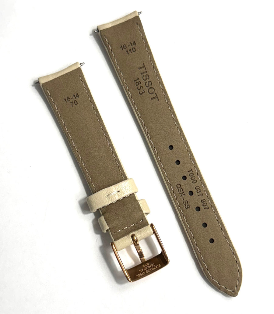 Tissot Bella Ora 16mm Cream Beige Leather Strap Watch Band