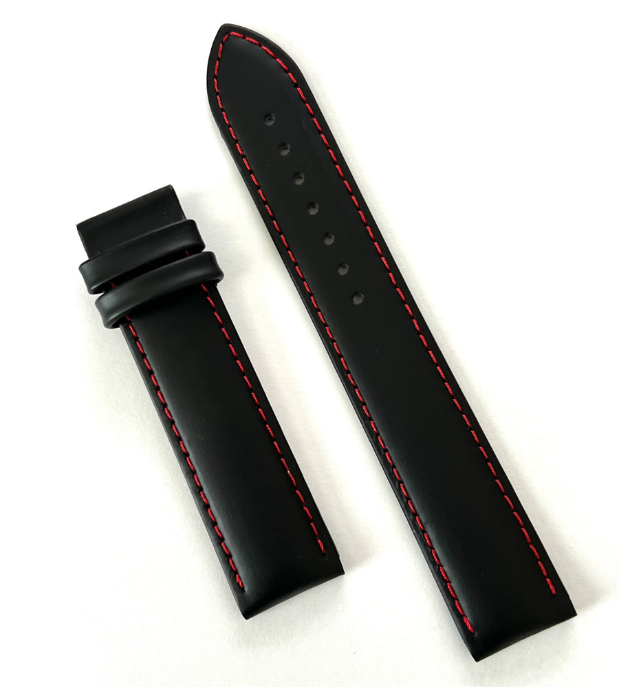 Tissot PRS200 19mm Black / Red Leather Watch Band Strap - WATCHBAND EXPERT