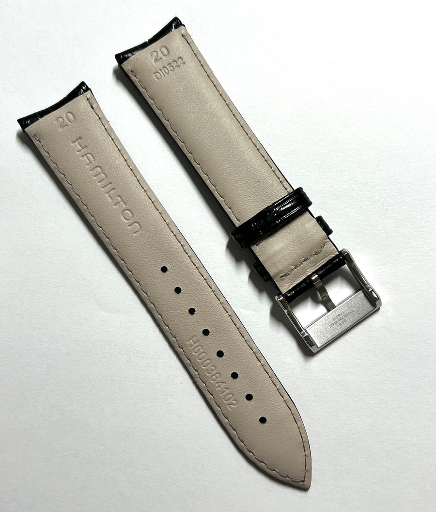 Hamilton 20mm Black Leather Watch Band Stap - WATCHBAND EXPERT