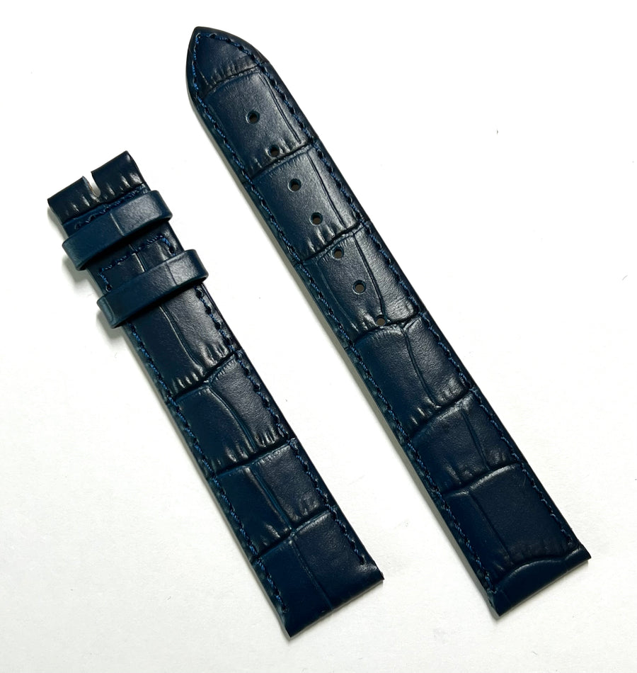 Longines 18mm (Longer Size) Blue Leather Strap Watch Band - WATCHBAND EXPERT