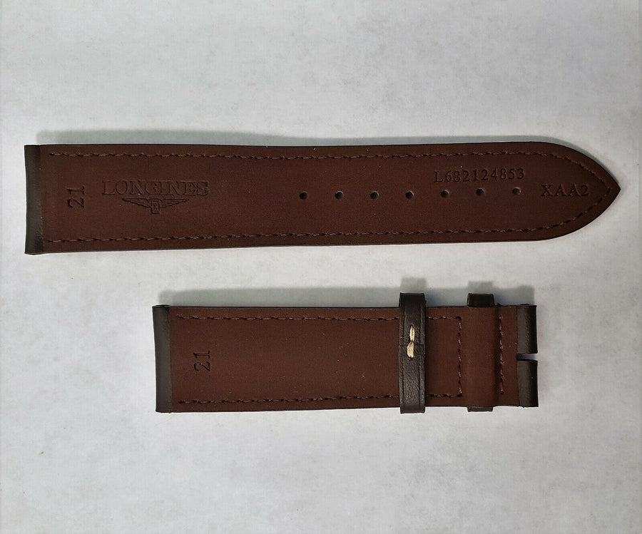 Longines 21mm Brown Leather Watch Band Strap