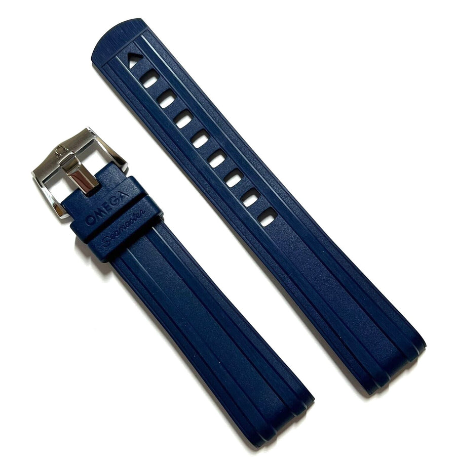 Omega Seamaster 20mm blue rubber strap watch band - WATCHBAND EXPERT