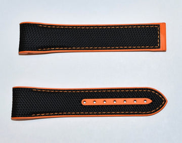 Omega Seamaster 22mm Black / Orange Rubber Watch Band - WATCHBAND EXPERT