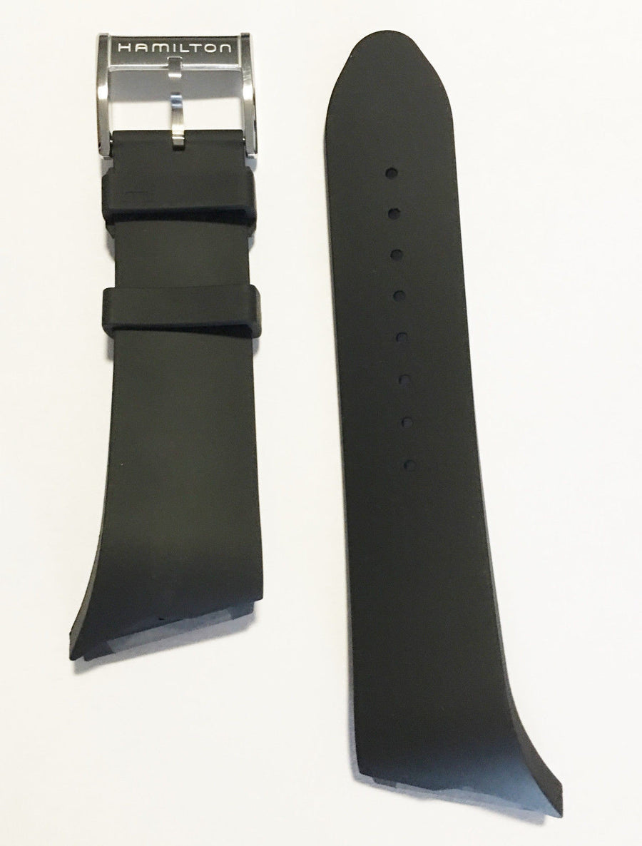 Hamilton XXL Ventura H24655331 Black Rubber Watch Band - WATCHBAND EXPERT