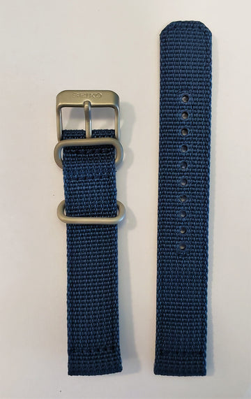 SEIKO 18mm SNK805 Blue Nylon Watch Band - WATCHBAND EXPERT