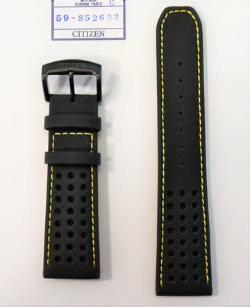 Citizen 23mm CA0467-38E Black Leather Watch Band Strap - WATCHBAND EXPERT