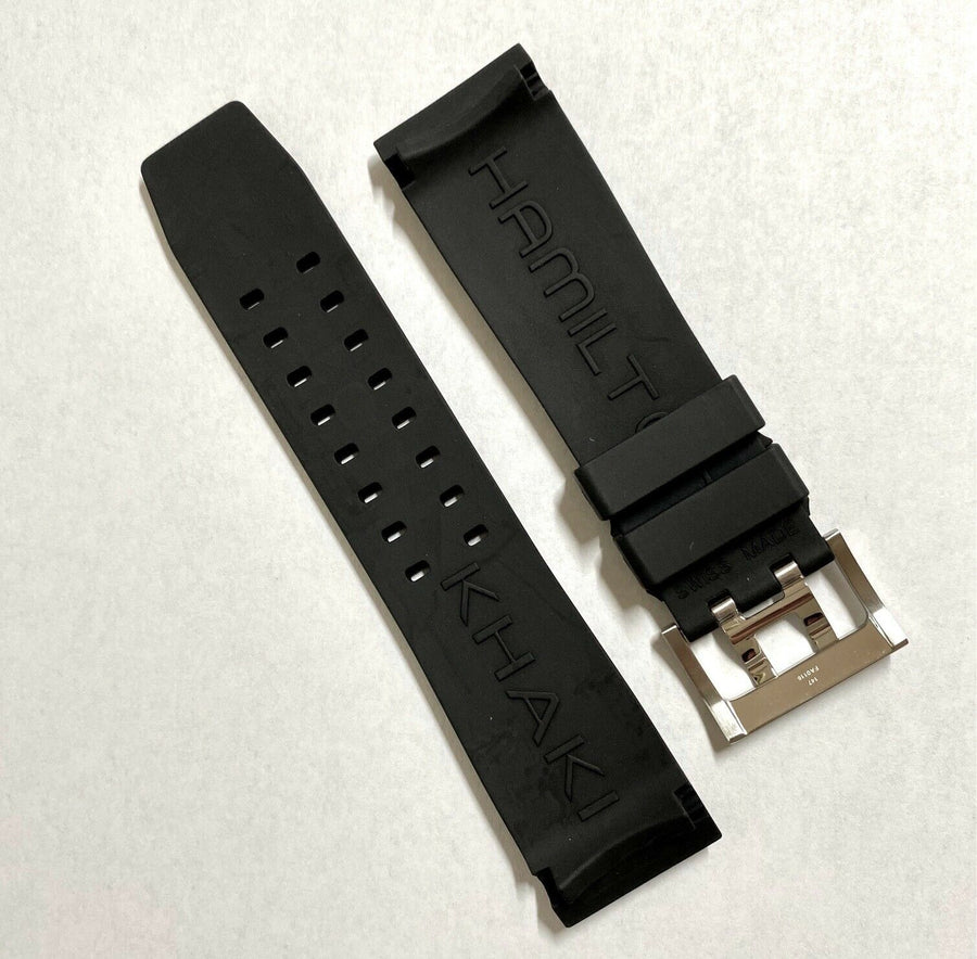 Hamilton BelowZero H785550 Black Rubber Watch Band Strap - WATCHBAND EXPERT