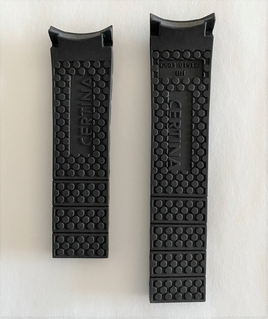 CERTINA DS Action C013407A / C013417A Black Rubber Watch Band - WATCHBAND EXPERT