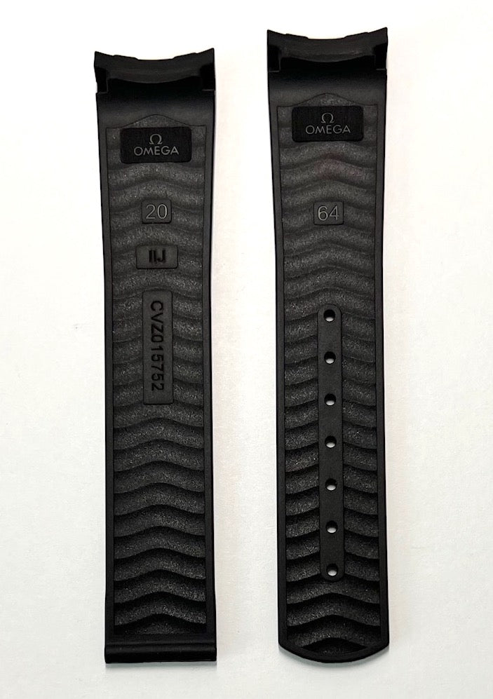 Omega Seamaster 20mm Black Rubber Strap Watch Band - WATCHBAND EXPERT