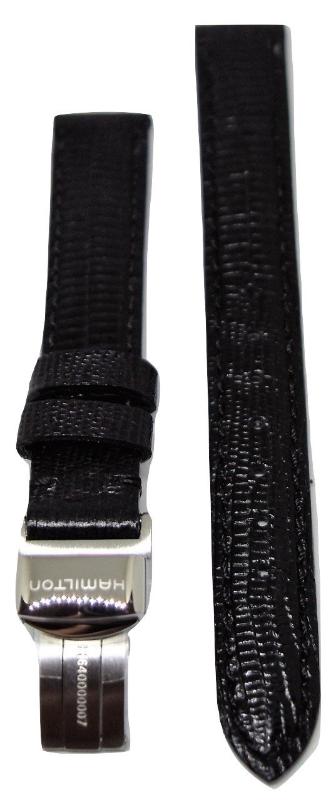 Hamilton Women's Ventura 13mm Black Leather Watch Band - WATCHBAND EXPERT