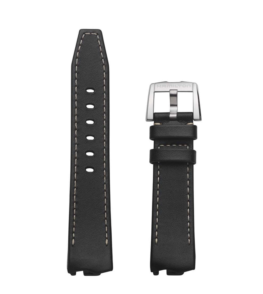 Hamilton Ventura ELVIS80 H245550 Black Leather Band Strap - WATCHBAND EXPERT