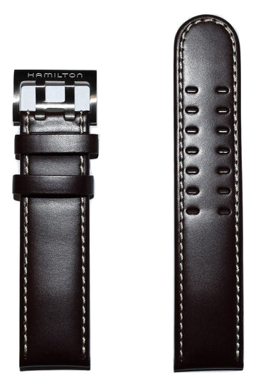 Hamilton Khaki Field 22mm Brown Leather Watch Band - WATCHBAND EXPERT