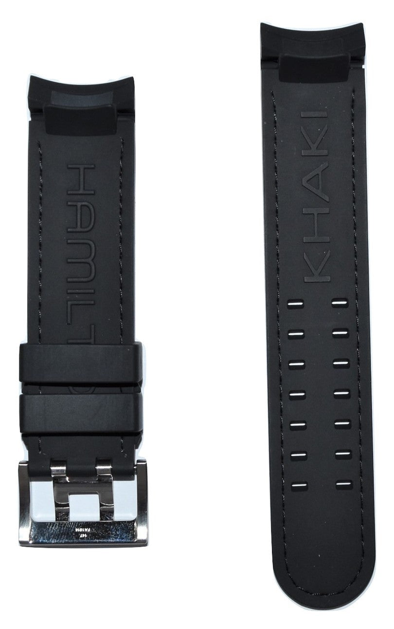 Hamilton Khaki X-Wind 22mm Black Rubber Watch Band - WATCHBAND EXPERT