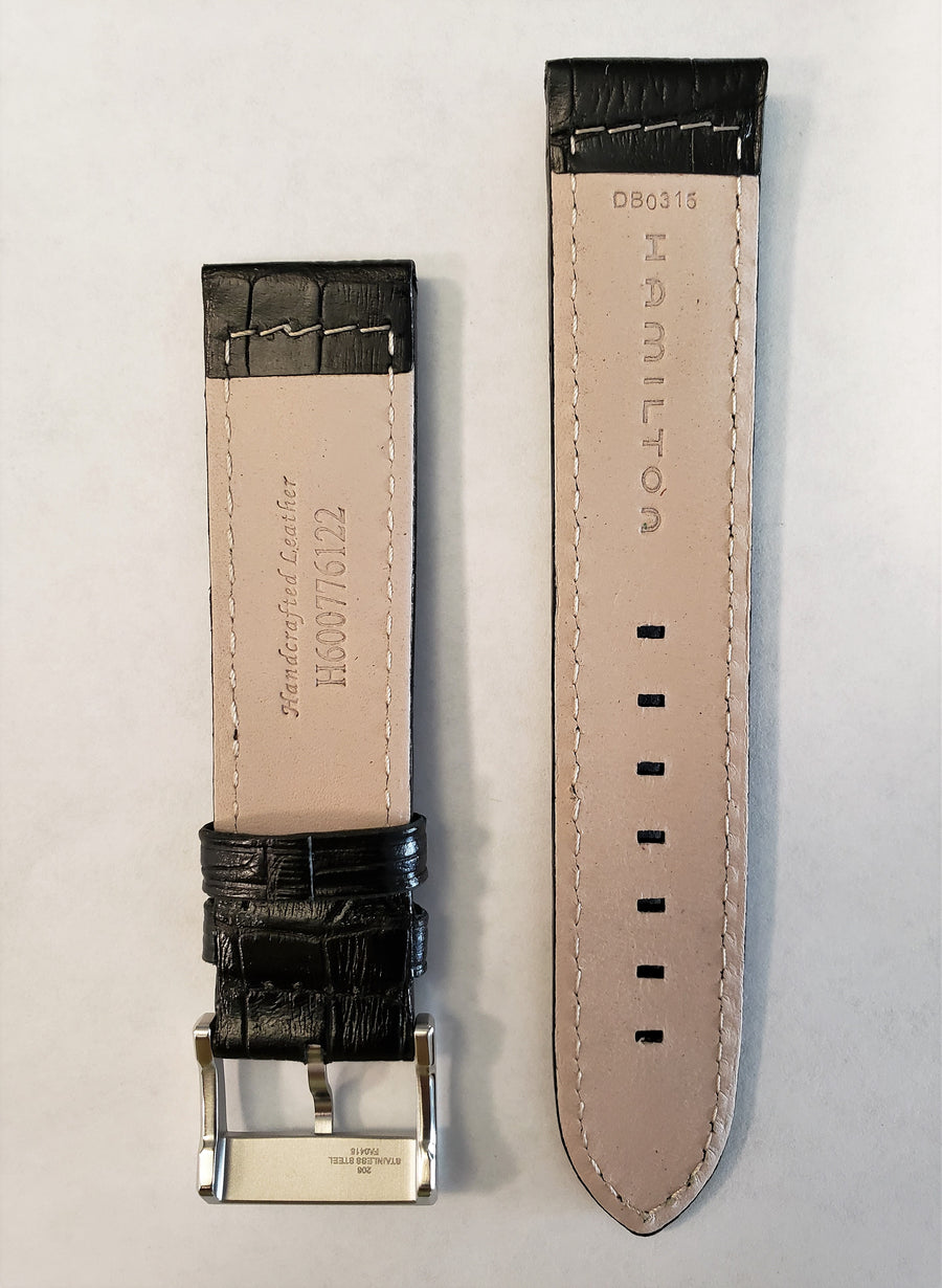 Hamilton Khaki H776151 Black Leather Watch Band - WATCHBAND EXPERT