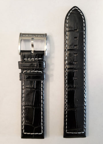 Hamilton Khaki H776151 Black Leather Watch Band - WATCHBAND EXPERT