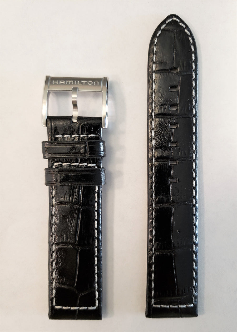 Hamilton Khaki H776151 Black Leather Watch Band - WATCHBAND EXPERT