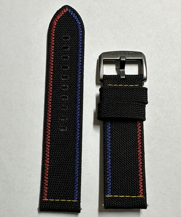 Tissot 22mm Black Canvas Watch Band Strap - WATCHBAND EXPERT