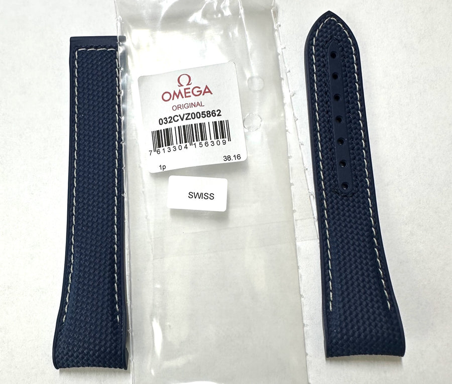 Omega Seamaster 21mm Blue Rubber Band Strap - WATCHBAND EXPERT