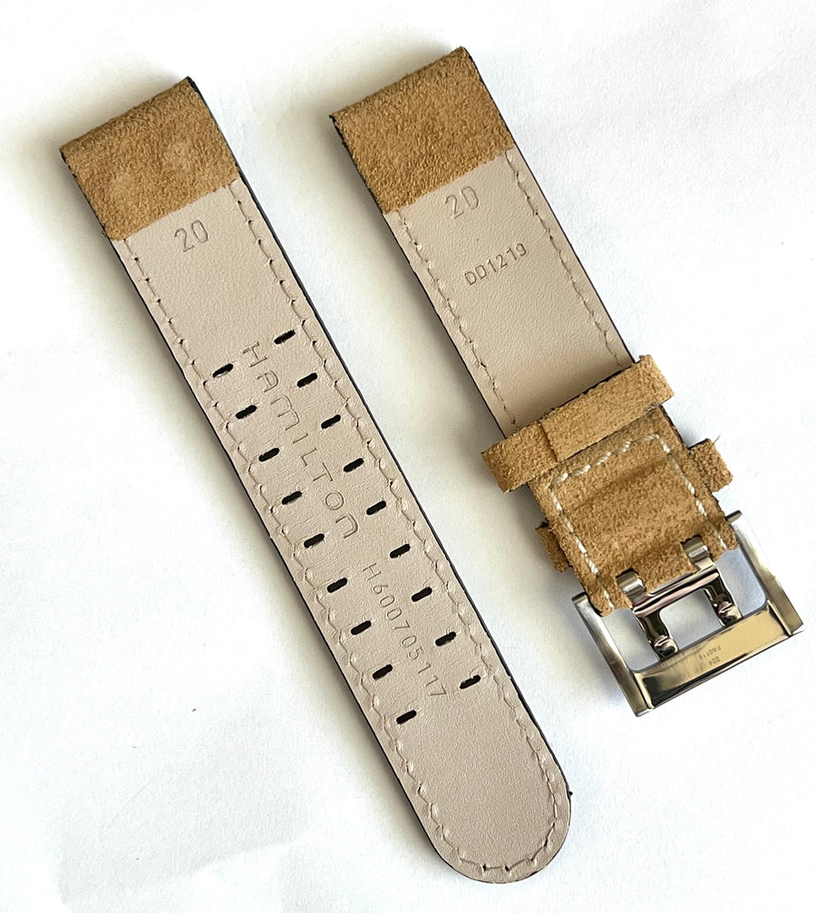 Hamilton 20mm Beige Brown Leather Watch Band - WATCHBAND EXPERT