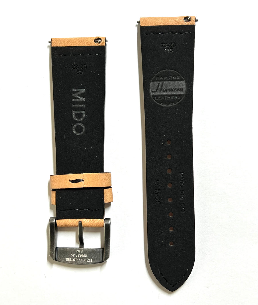 MIDO Multifort 23mm Beige Leather Watch Band Strap - WATCHBAND EXPERT