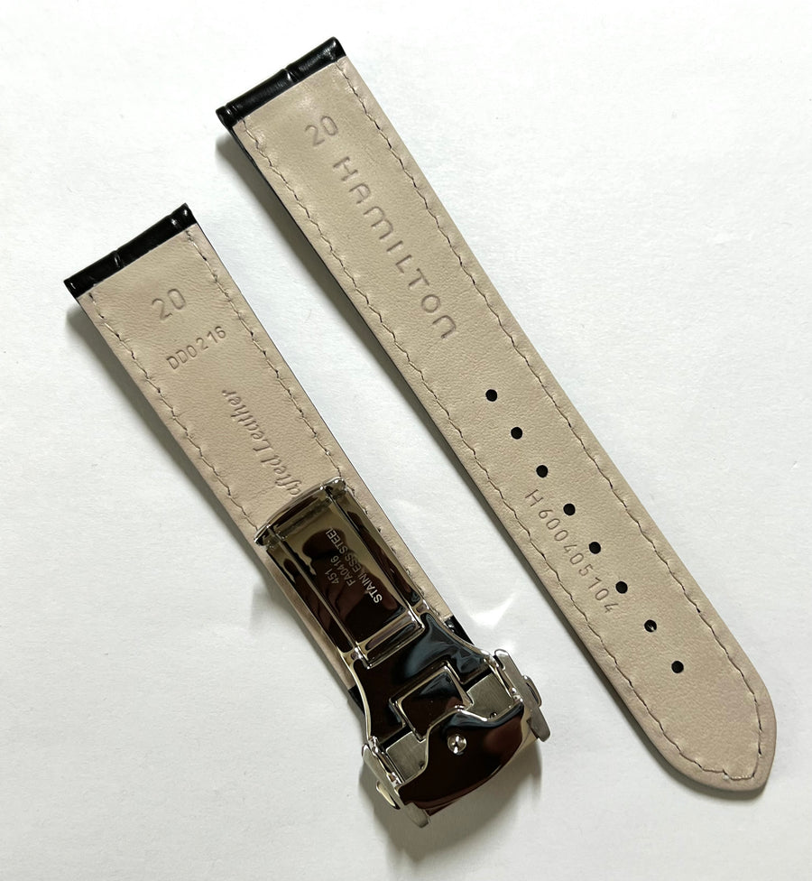 Hamilton 20mm Black Leather Watch Band Strap - WATCHBAND EXPERT