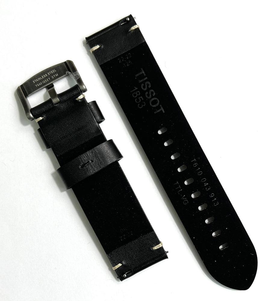 Tissot Strap 22mm Black Leather Watch Band - WATCHBAND EXPERT