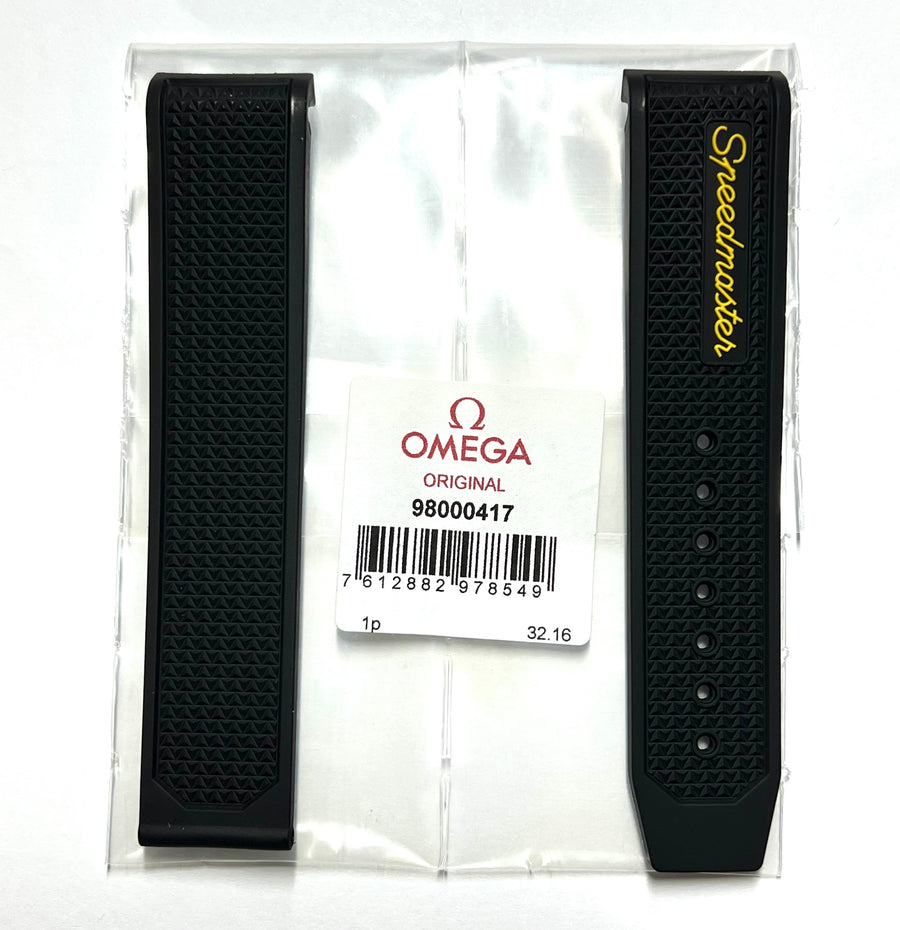 Omega Speedmaster 19mm Black / Yellow Rubber Band Strap - WATCHBAND EXPERT