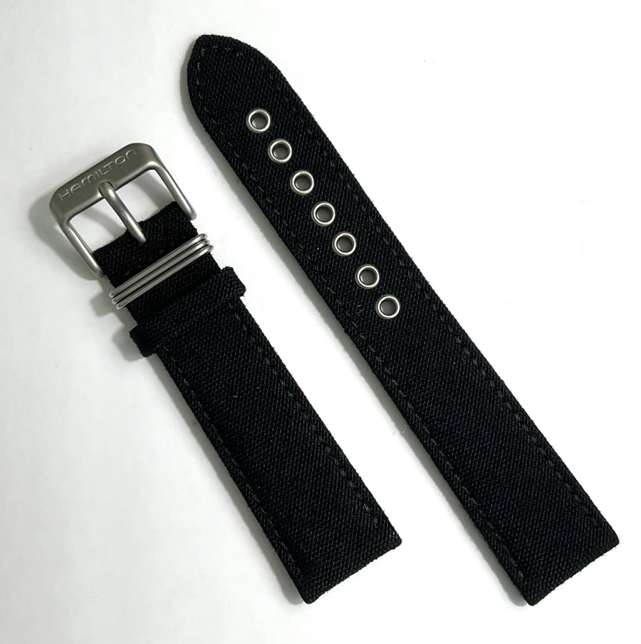 Hamilton 20mm Black Canvas Watch Band Strap - WATCHBAND EXPERT