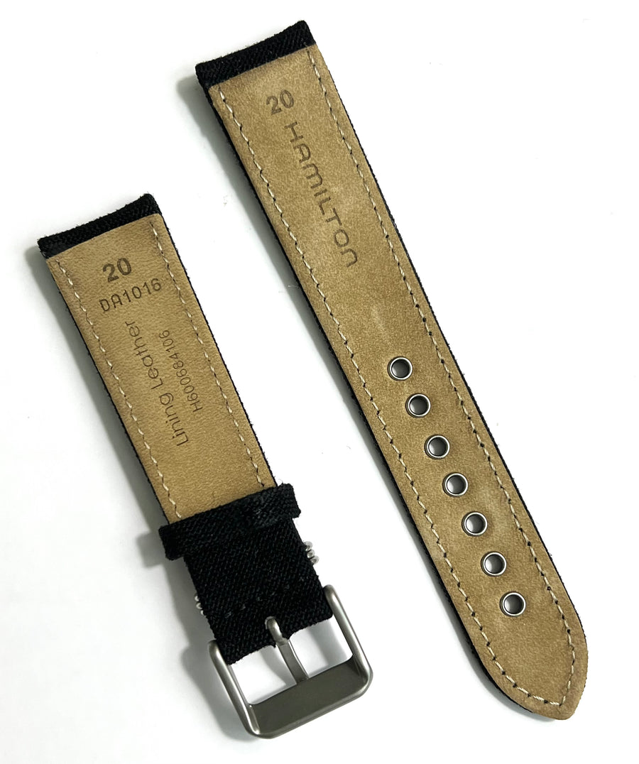 Hamilton 20mm Black Canvas Watch Band Strap - WATCHBAND EXPERT