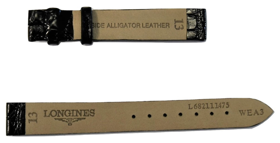 Longines 13mm Black Alligator Leather Watch Band L682111475 - WATCHBAND EXPERT